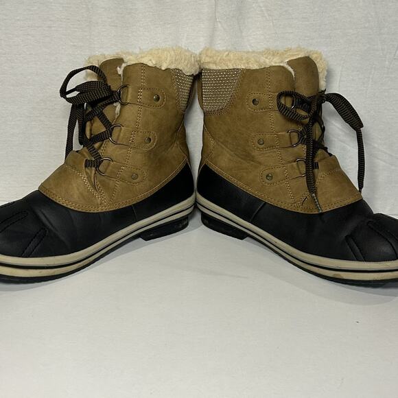 Pawz Ginnie Women's Tan/Black Snow Winter Boots Size 9 Wool Lining - Picture 3 of 8